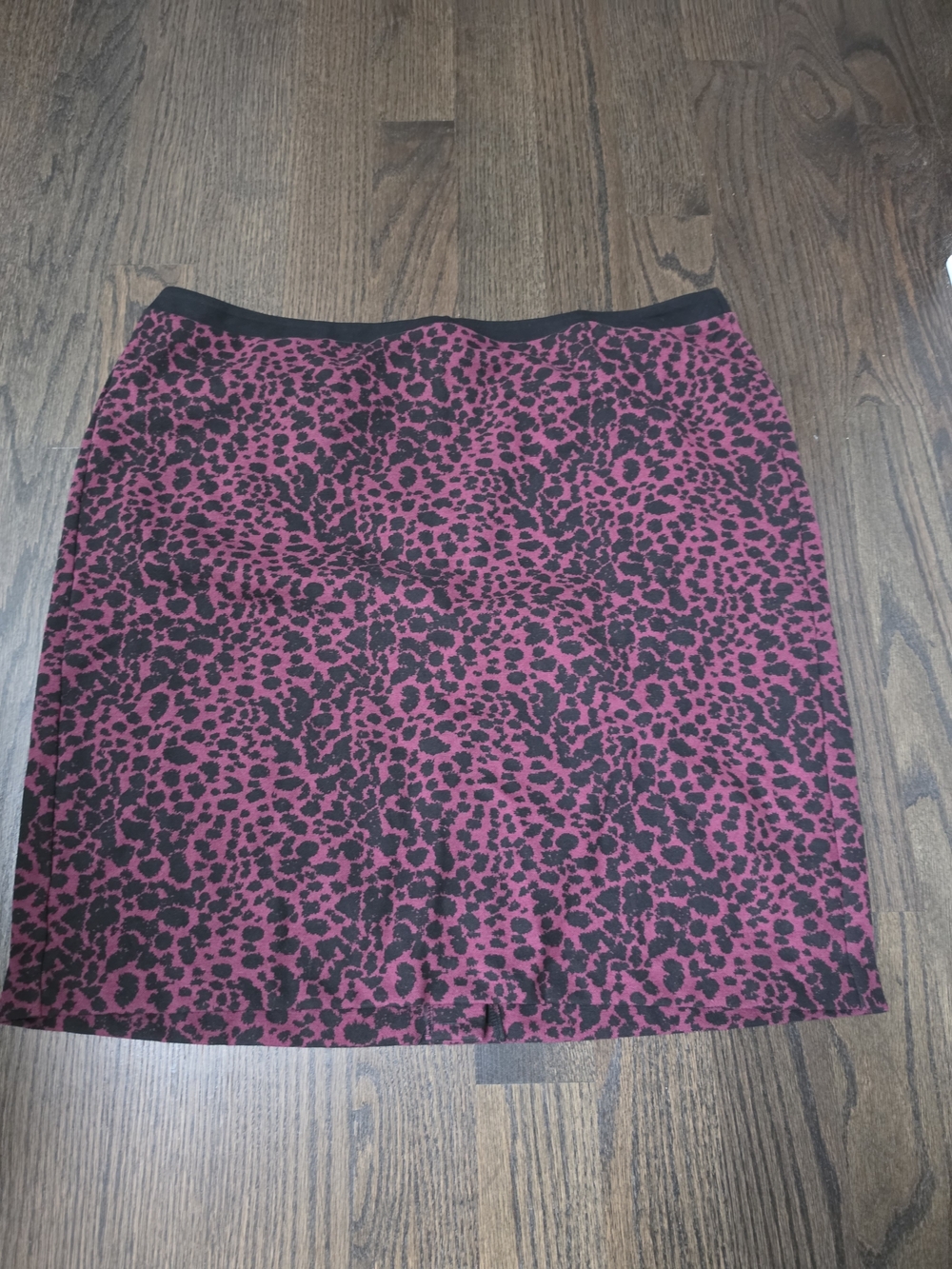 Talbots Maroon and Black Leopard Print Pencil Skirt